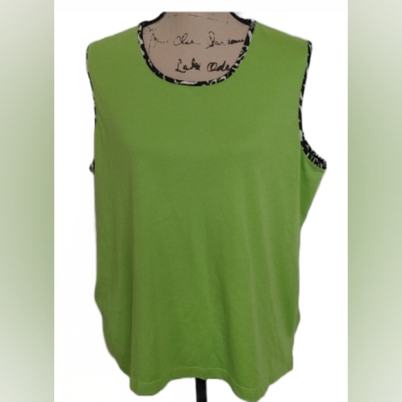 CAFE AU LAIT GREEN SLEEVELESS TOO SZ 2X - Picture 1 of 5